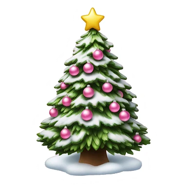 Christmas tree with snow on it and pink ordainments  sticker