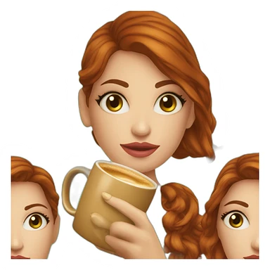 mulher-ruiva-olho-verde-cabelo-liso-comprido-segurando-caneca-café sticker