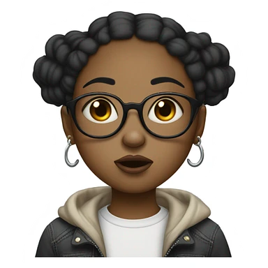 sad black light skin girl with glasses with her tongue out with 2 nose piercings  sticker