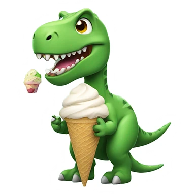 Dinosaur eating ice cream sticker