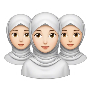 3 women. Left and right women are professional non hijab women. In the middle women are white hijab women.  sticker