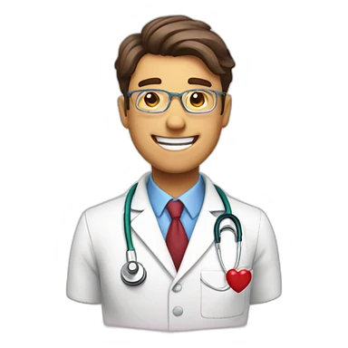 cardiologist with a heart and happy sticker