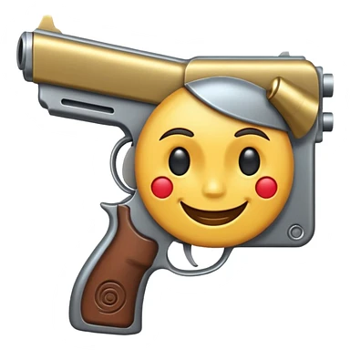 Gun to a smiley face sticker