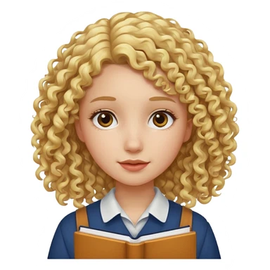 girl student , curly blone hair sticker