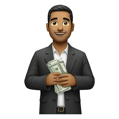 Heavy set Hispanic holding money sticker