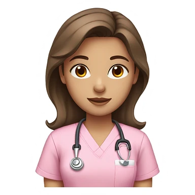 Girl with brown hair & brown eyes in pink scrubs  sticker