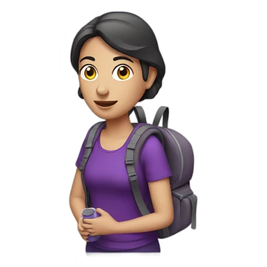 Armenian tourist women in purple clothing with the rucksack sticker