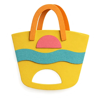 colorful paper-craft style beach bag with cut-out details sticker