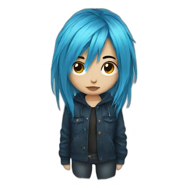 Emo girl with choppy blue hair sticker