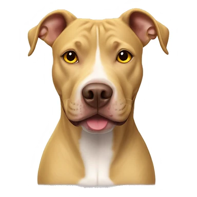 Lab pitbull mix with golden yellow color, two front teeth slightly visible, brown eyes and sitting sticker