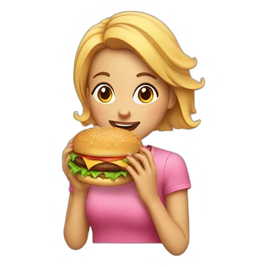 A girl eating burger sticker