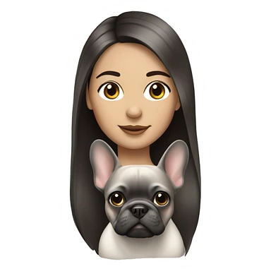 Brunette girl with grey Frenchie sticker