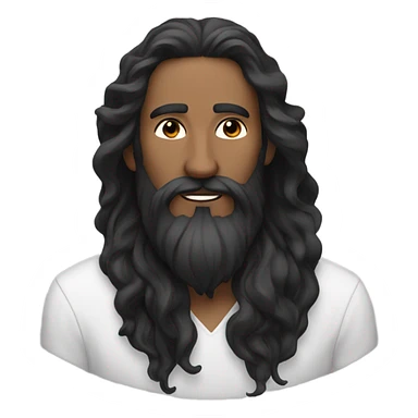 Man with long wavy black hair and long black beard  sticker