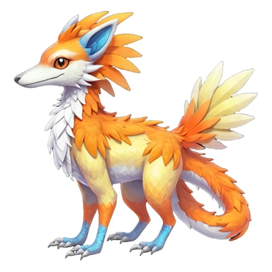 Colorful Fruity Iridescent Warm-colored Tropical Exotic Vernid-Sergal-Trico-Silvally-Nargacuga-fusion-hybrid-animal-creature, full body sticker
