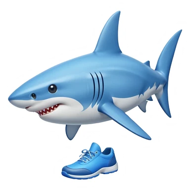 Shark with legs wearing blue shoes sticker
