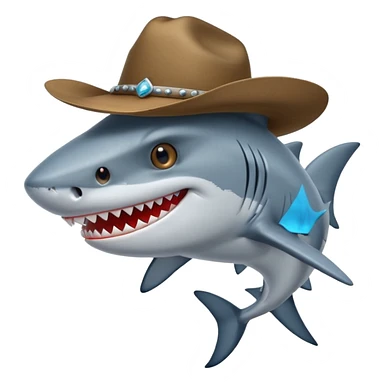 Shark with a cowboy hat sticker