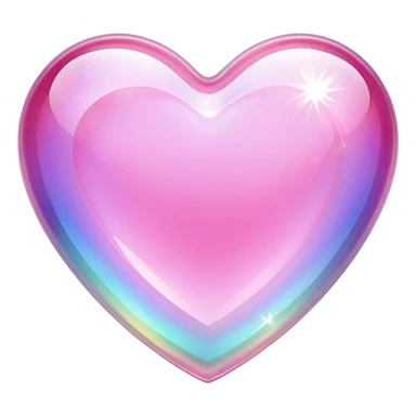 Sparkly glossy pink iridescent glass crystal sparkly  glass heart sticker