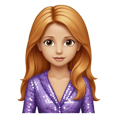 Sarah Michelle Gellar with long reddish blonde hair, lavender sequin outfit sticker