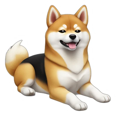 shiba inu full body sit photo 3/4 back paws like lying down sticker