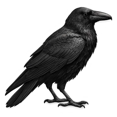 black raven, digital illustration sticker