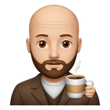men with coffee no hair, beard sticker