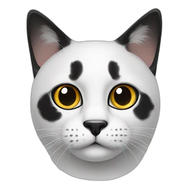 White with black big blobs cat sticker