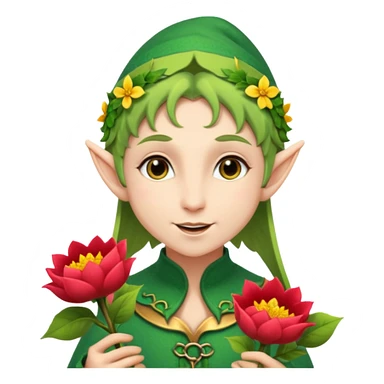 un elfe qui offre des fleurs sticker