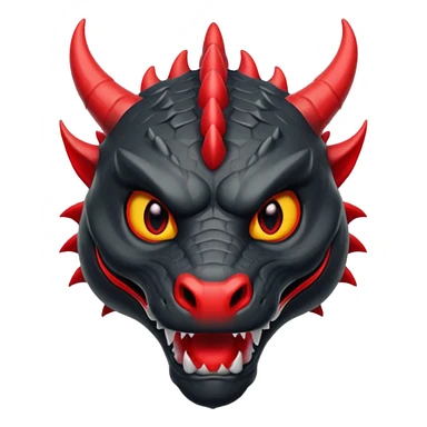 iOS sticker, dark fantasy, dragon head, black skin, red eyes, red mouth, minimal, flat sticker