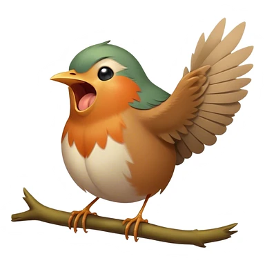 Cinematic Cute Yawning Robin Portrait Emoji, Head tilted slightly with a dramatic, wide-open yawn, showcasing a small, softly feathered body with gently drooping wings and sleepy, half-closed eyes, Simplified yet irresistibly adorable features, highly detailed, glowing with a soft, cozy glow, high shine, relaxed yet expressive, stylized with a dash of whimsical woodland charm, soft glowing outline, capturing the essence of a drowsy yet affectionate robin that appears ready to stretch out for a nap! sticker