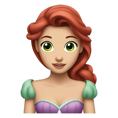 princess ariel with brown hair and green eyes sticker