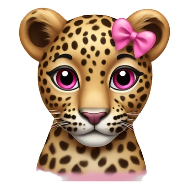 Leopard head with heart eyes and pink bow sticker