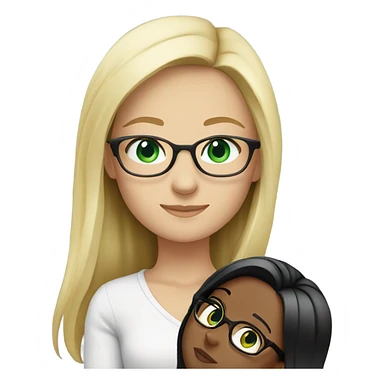 Blonde girl with green/blue eyes and glasses hugging brunette no glasses and brown eyes both white sticker