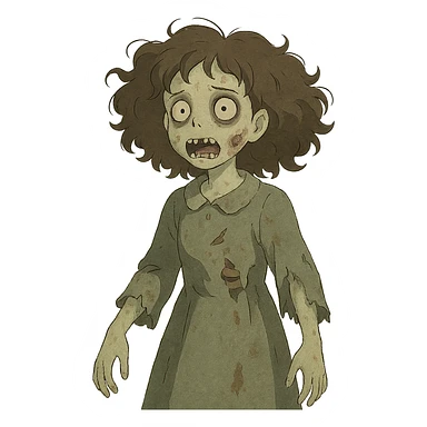 zombie girl with curly hair sticker