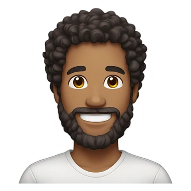 bearded man with dark curly hair and big smile sticker