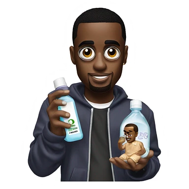 p diddy with justin bieber holding baby oil sticker