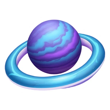 Oval shaped planet, 2 moons, ring sticker