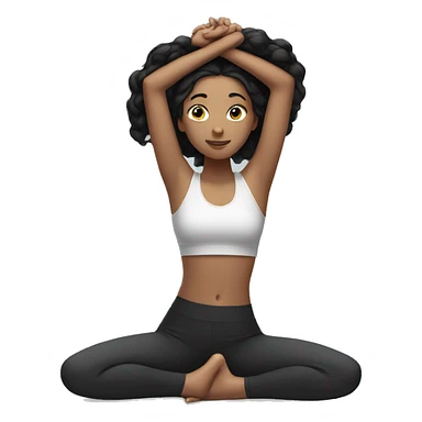 Girl with black hair in a yoga position  sticker