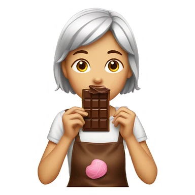 girl eating chocolate sticker