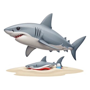 Has un tiburon con nikes y de fondo que tenga la playa sticker