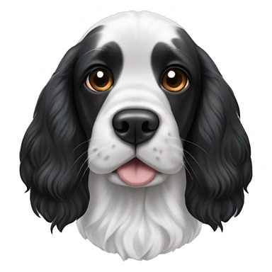 black and white english cocker spaniel with black ears and spota on nose sticker