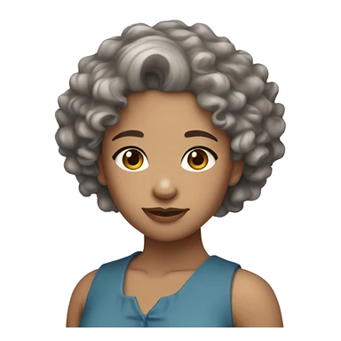 Short blue curly hair light skin toned girl with light brown eyes sticker