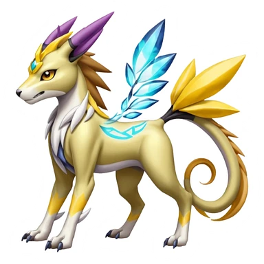 Colorful Meloetta-Manectric-Solgaleo-Raikou-Wargreymon-Pokémon-Digimon-Fakémon-fusion-hybrid-creature sticker