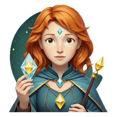 fantasy magic tarot card low poly ginger sticker