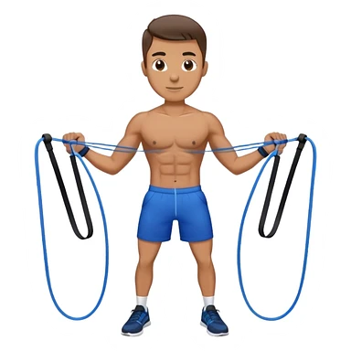 fit man with blue shorts resistance bands exercises sticker