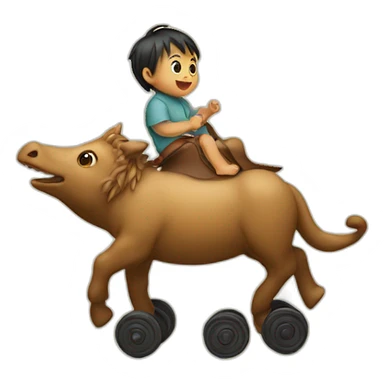 A baby on a dinausar sticker