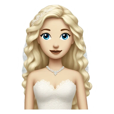 Beautiful blond girl with blue eyes and long lace wedding dress sticker