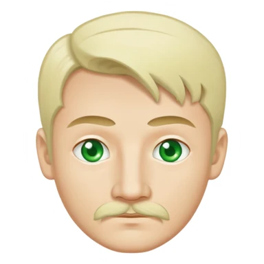 Skin colour is white. Tatar.
Green eyes. A little moustache.
Blonde hair sticker
