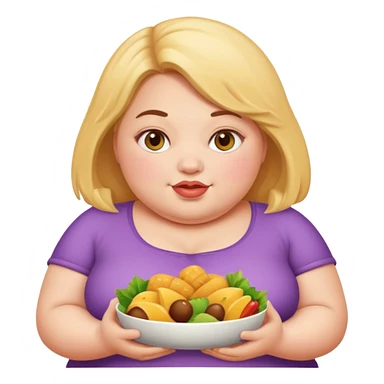 Fat girl with food sticker