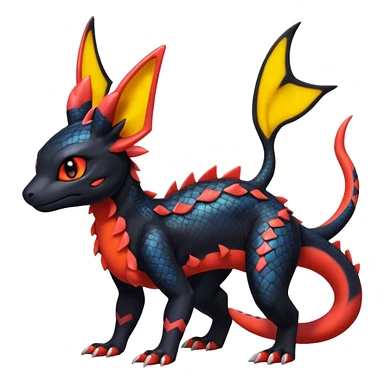 Cute Exotic Colorful Guilmon-Salandit-Umbreon-Fakémon-hybrid-creature (full body)  sticker