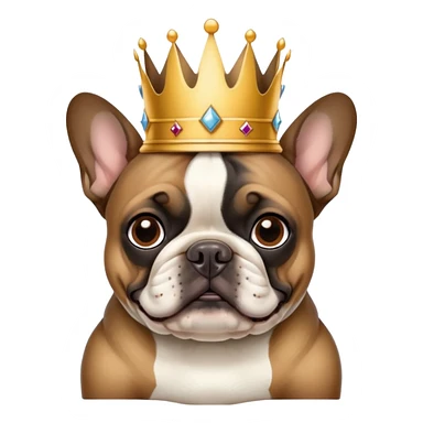 Black and brown frenchie wearing a king’s crown  sticker